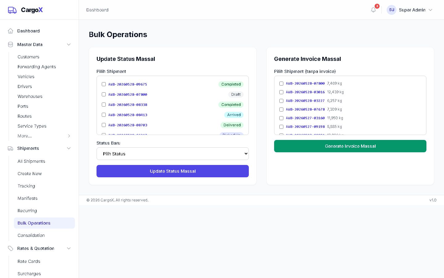 Bulk Operations — Operasi Massal
