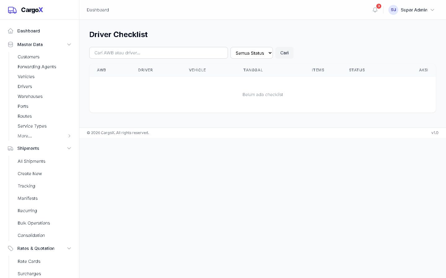 Driver Checklist